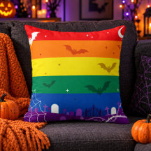 Skrämmande HBTQ-regnbågsflagga Halloween-kyrkogård