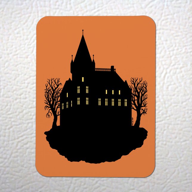 Skrämmande herrgård i silhuett magnet (Creepy Mansion in Silhouette Flexi Magnet)