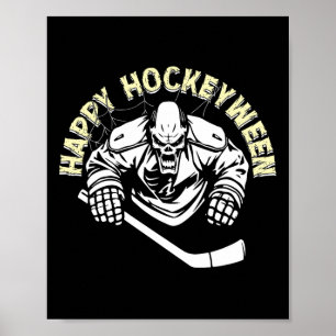 Skrämmande Hockeyspelare Glad Hockeyween Ishockey Poster