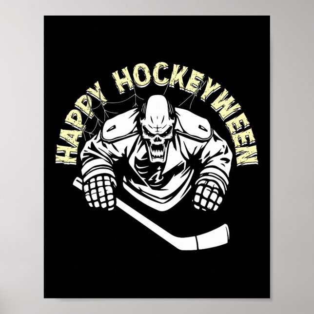 Skrämmande Hockeyspelare Glad Hockeyween Ishockey  Poster (Framsidan)