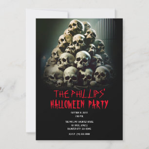 Skrämmande hög av skrikande skallar Halloween-fest Inbjudningar