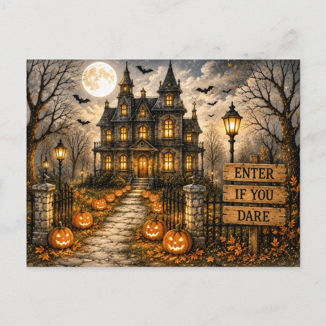 Skrämmande höst halloween vykort (Framsida)