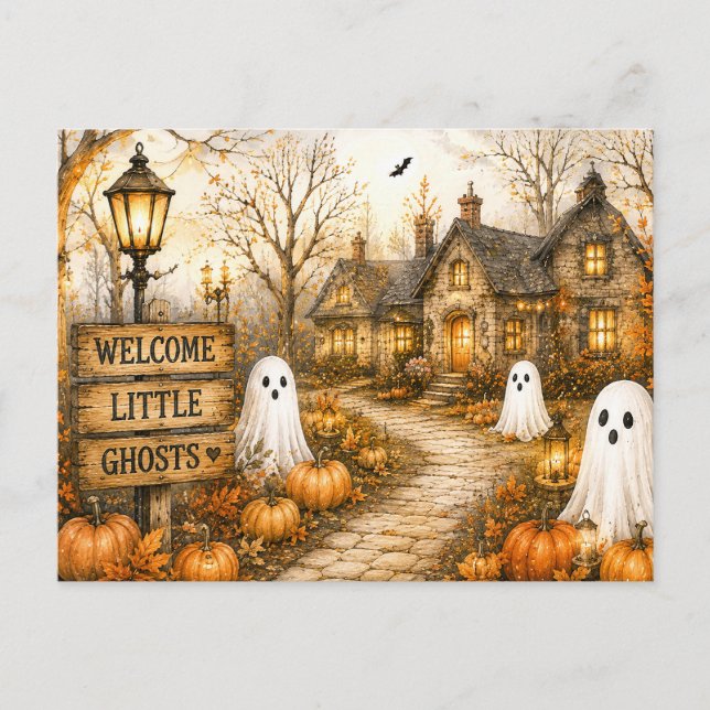 Skrämmande höst halloween vykort (Framsida)