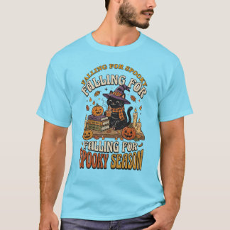 Skrämmande höstkat Halloween-pumpa häxdsgn T Shirt