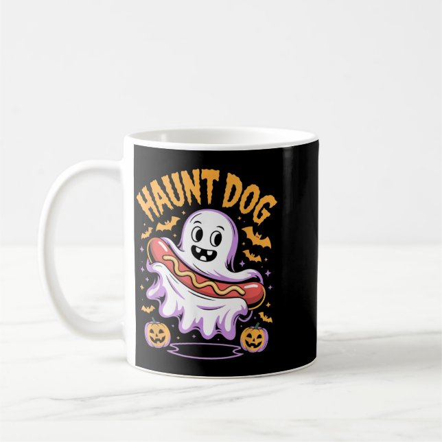 Skrämmande hund rolig spöke korv Halloween Kaffemugg (Vänster)
