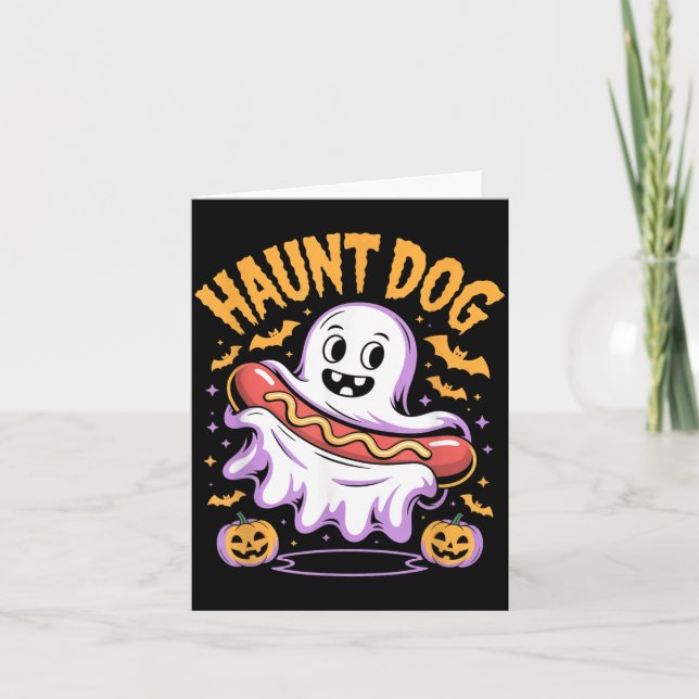 Skrämmande hund rolig spöke korv Halloween Kort (Framsida)