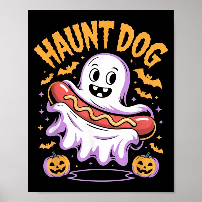 Skrämmande hund rolig spöke korv Halloween Poster (Framsidan)