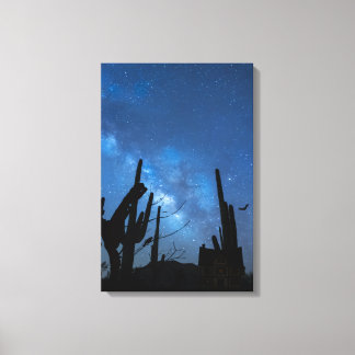 Skrämmande hus & stjärnblå natt lindad canvas