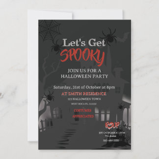 Skrämmande hus vuxen Halloween-fest Vintage Inbjudningar