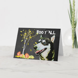 Skrämmande Husky Halloween Kort