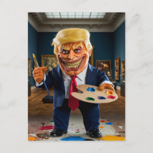 Skrämmande Ilsken Trump Kontrollerar Konsten på et Vykort