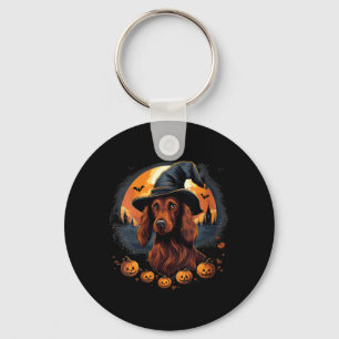 Skrämmande irländsk setter hund häxa Halloween V-r Nyckelring