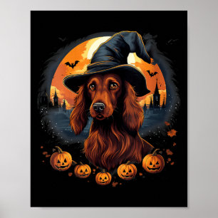 Skrämmande irländsk setter-hund häxa Halloween V-r Poster