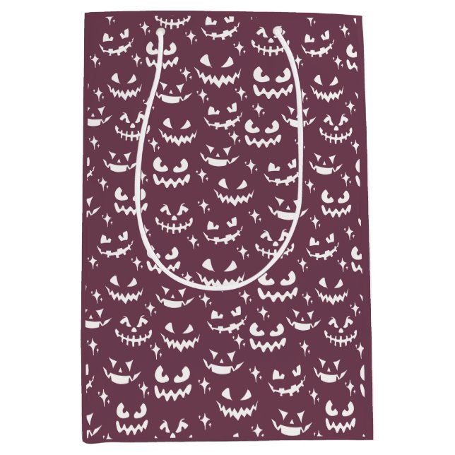 Skrämmande Jack-O' Lantern-ansikten Lila Halloween (Framsidan)