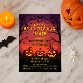 Skrämmande Jack O Lantern Barn Halloween Födelseda Inbjudningar