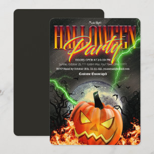 Skrämmande Jack O Lantern Disco Boll Halloween Inbjudningar