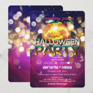 Skrämmande Jack O Lantern Disco Boll Halloween Inbjudningar