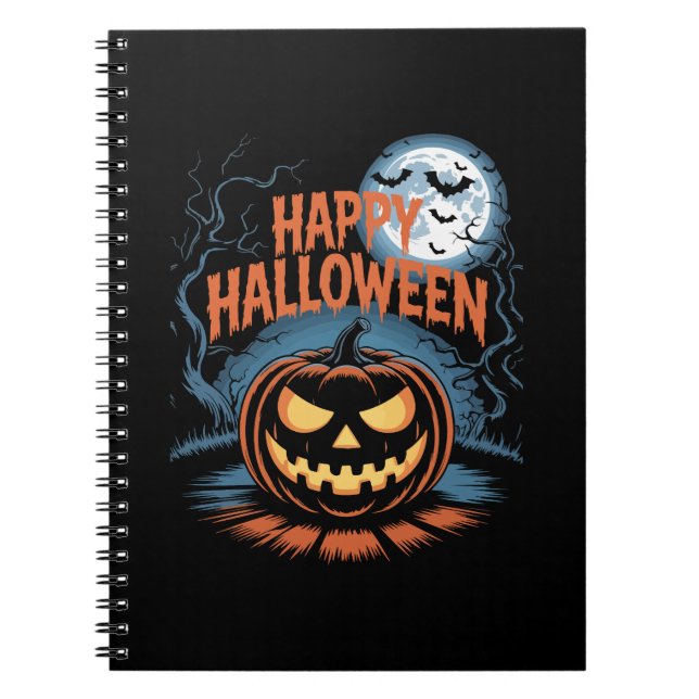 Skrämmande Jack O� Lantern Halloween Anteckningsbok (Framsidan)
