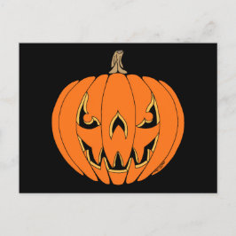 Skrämmande Jack-o'-Lantern Halloween-design Helg Vykort