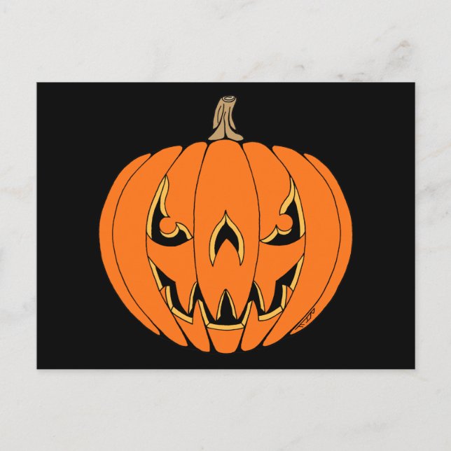 Skrämmande Jack-o'-Lantern Halloween-design Helg Vykort (Framsida)