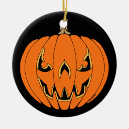 Skrämmande Jack-o'-Lantern Halloween-design Julgransprydnad Keramik