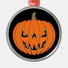 Skrämmande Jack-o'-Lantern Halloween-design Julgransprydnad Metall