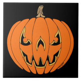 Skrämmande Jack-o'-Lantern Halloween-design Kakelplatta