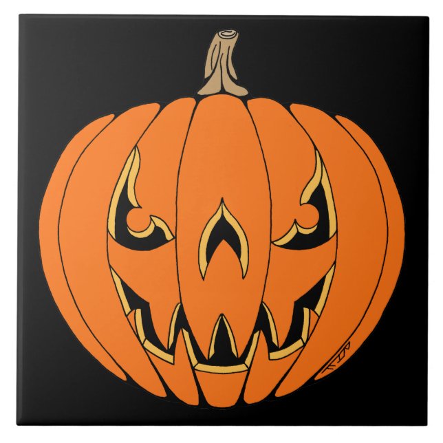 Skrämmande Jack-o'-Lantern Halloween-design Kakelplatta (Framsidan)