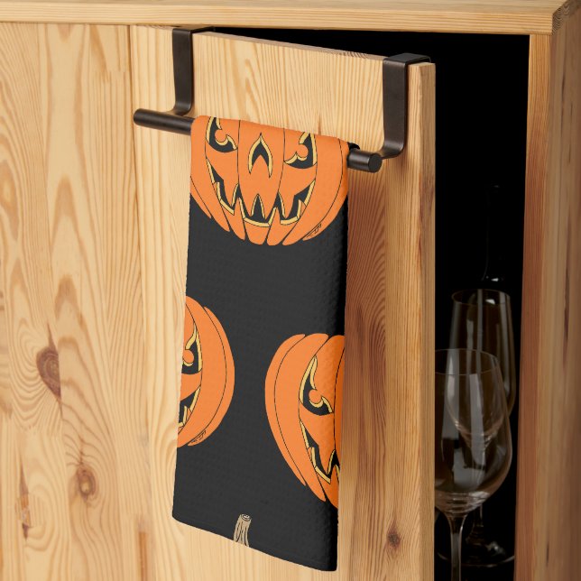 Skrämmande Jack-o'-Lantern Halloween-design Kökshandduk (Thirds Fold)