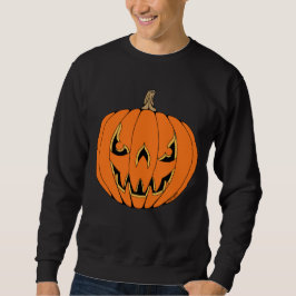 Skrämmande Jack-o'-Lantern Halloween-design Lång Ärmad Tröja