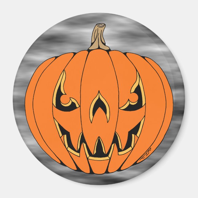 Skrämmande Jack-o'-Lantern Halloween-design Magnet (Framsidan)