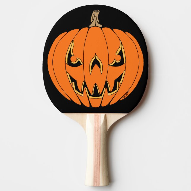 Skrämmande Jack-o'-Lantern Halloween-design Pingisracket (Framsidan)