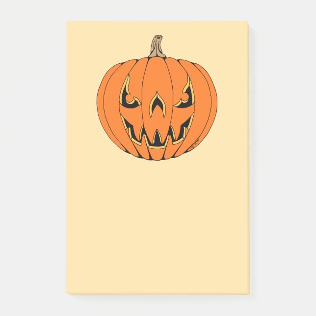 Skrämmande Jack-o'-Lantern Halloween-design Post-it Block (Framsida)
