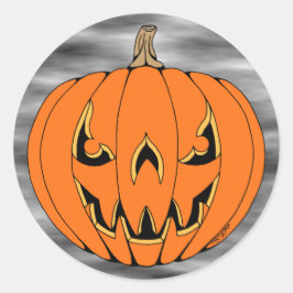 Skrämmande Jack-o'-Lantern Halloween-design Runt Klistermärke