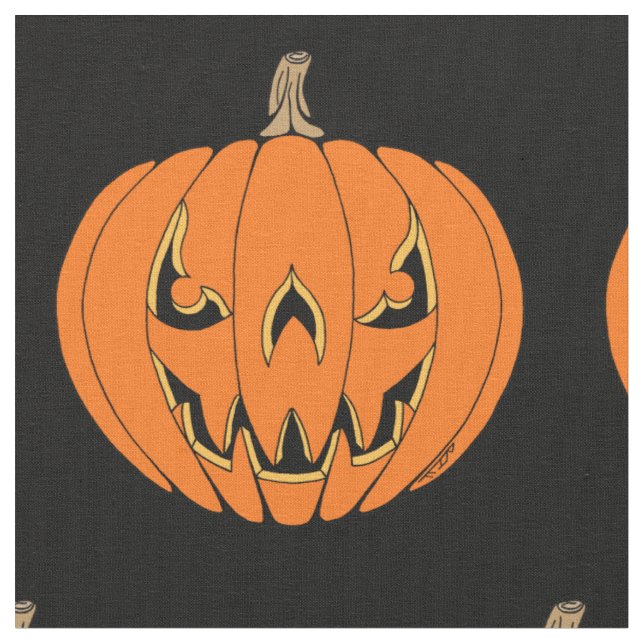Skrämmande Jack-o'-Lantern Halloween-design Tyg (Närbild)