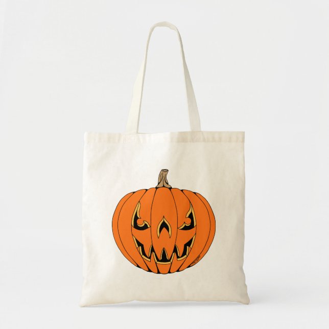 Skrämmande Jack-o'-Lantern Halloween-design Tygkasse (Framsidan)