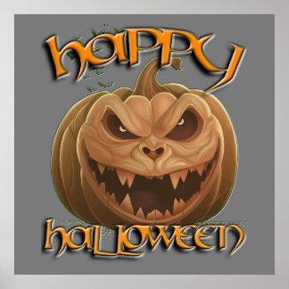 Skrämmande Jack O Lantern Halloween-plakat Poster