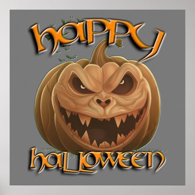 Skrämmande Jack O Lantern Halloween-plakat Poster (Framsidan)