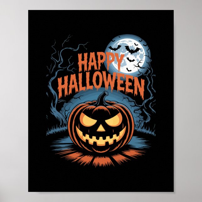 Skrämmande Jack O' Lantern Halloween Poster (Framsidan)