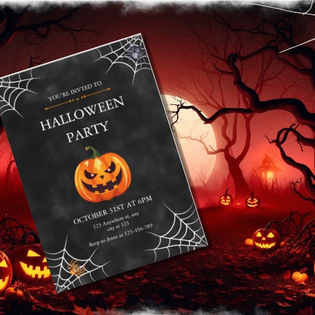 Skrämmande Jack O' Lantern Halloweenfest Kort (Skapare uppladdad)