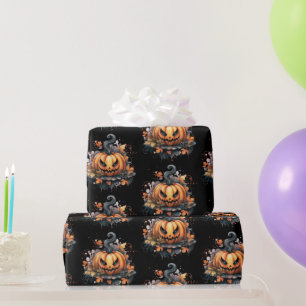 Skrämmande Jack-O' Lantern-mönster Halloween Presentpapper