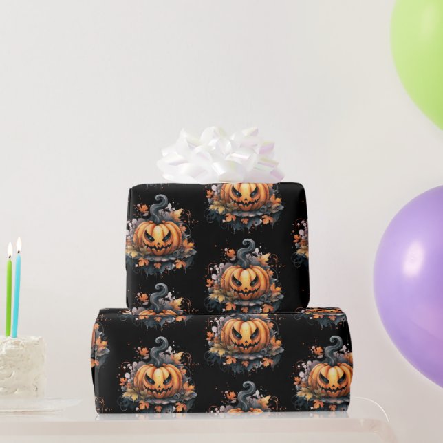 Skrämmande Jack-O' Lantern-mönster Halloween Presentpapper (Festgåvor)