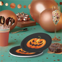 Skrämmande Jack-o'-Lantern Pumpa Halloween Tallrik