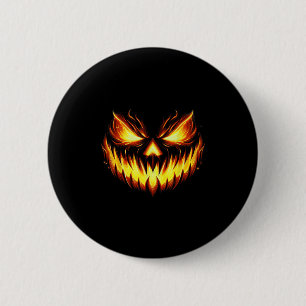 Skrämmande Jack O Lantern Skulpterad Pumpa Ansikte Knapp