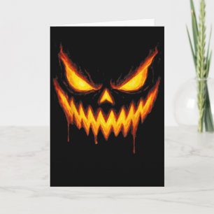 Skrämmande Jack O Lantern Skulpterad Pumpa Ansikte Kort
