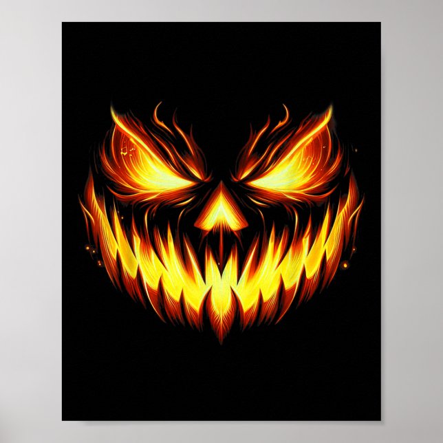 Skrämmande Jack O Lantern Skulpterad Pumpa Ansikte Poster (Framsidan)
