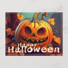 Skrämmande Jack-o-Lykt Glad Halloween Konst Helg Vykort