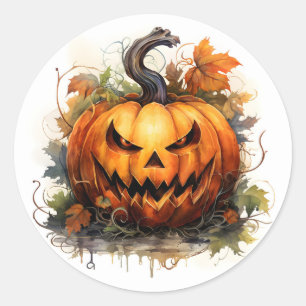 Skrämmande Jack-O-Lykt Runt Klistermärke