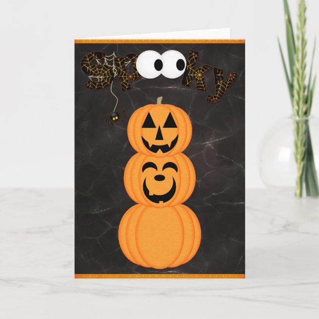 Skrämmande Jack-o-Lykt Torn Halloween Kort (Framsida)