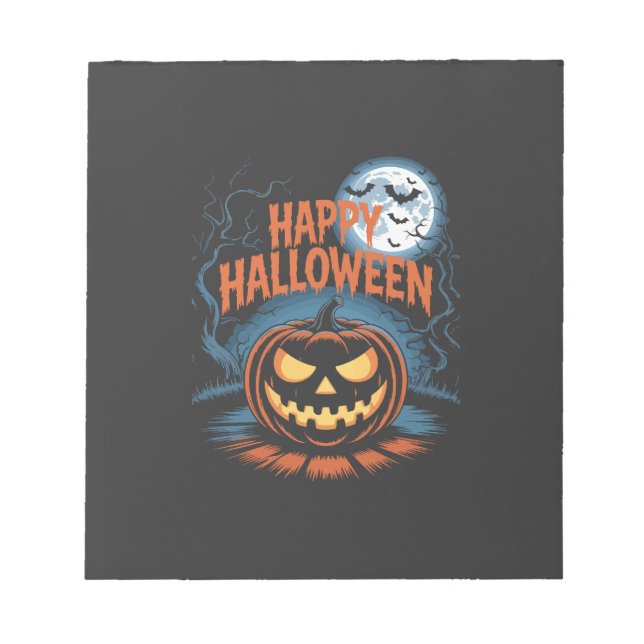 Skrämmande Jack O Lykta Halloween Anteckningsblock (Framsida)